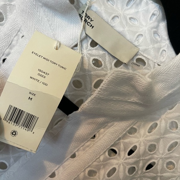 Tory Burch NWT Elegant White Eyelet Midi Length Tunic - Picture 7 of 10